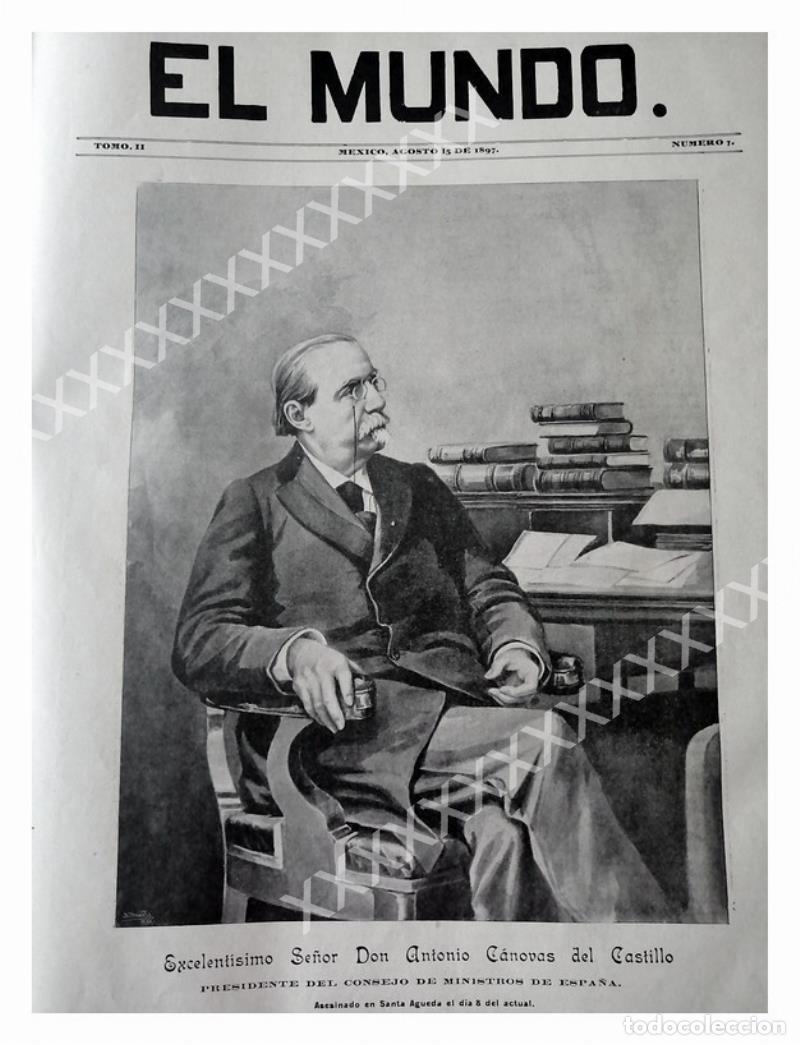 Poster collecting: PORTADA ANTIGUA ORIGINAL 1897 MUERE ANTONIO CANOVAS DEL CASTILLO