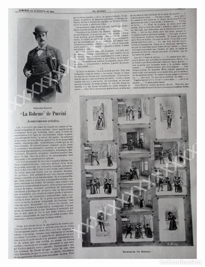 Poster collecting: CARTEL ANTIGUO ORIGINAL DE 1897 ESTRENAN LA BOHEMIA DE PUCCINI