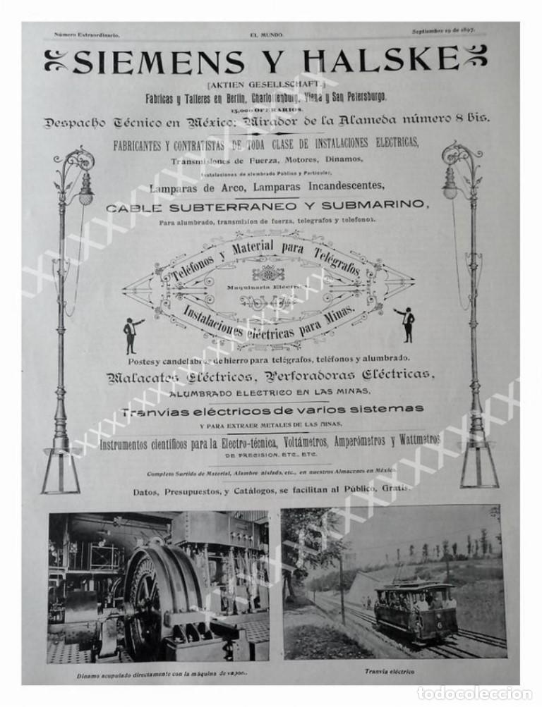 Poster collecting: CARTEL ANTIGUO ORIGINAL DE 1897 SIEMENS MEXICO