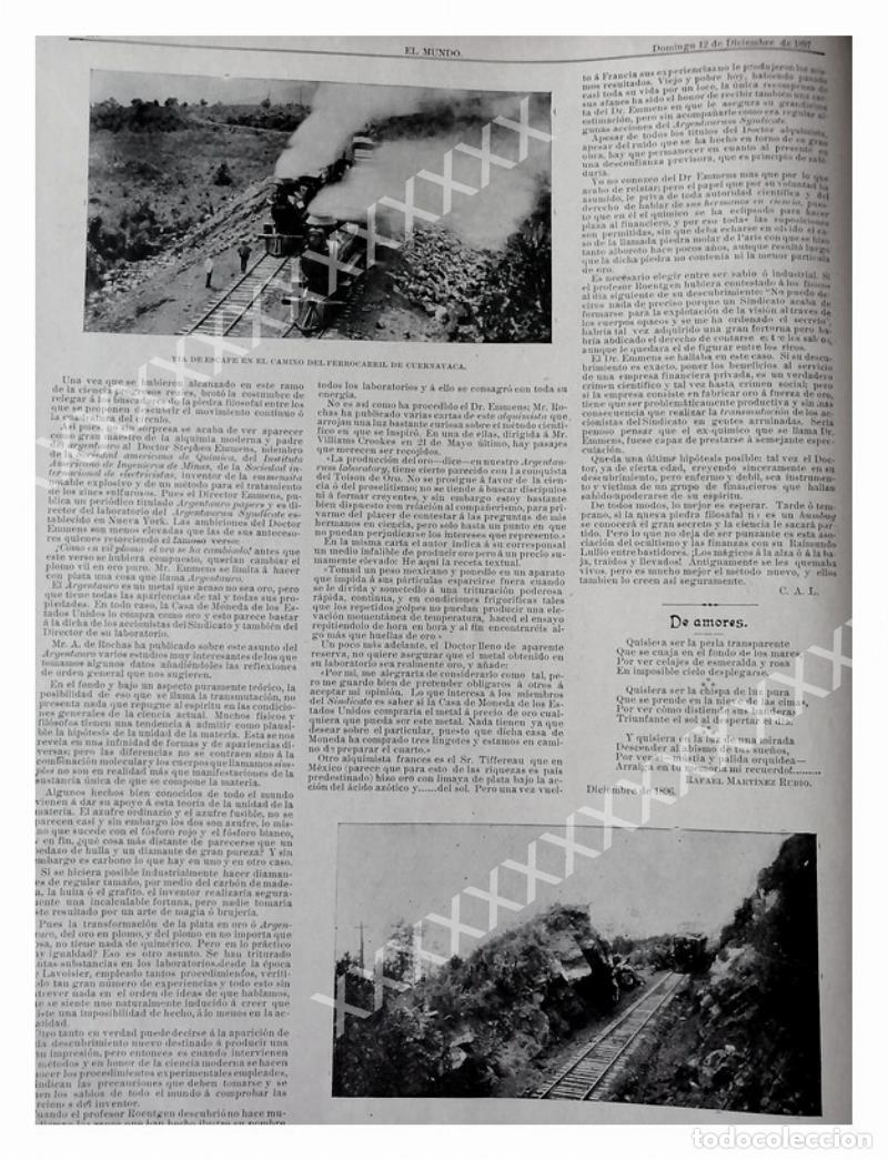 Poster collecting: CARTEL ANTIGUO ORIGINAL DE 1897 EL PRIMER TREN DE CUERNAVACA