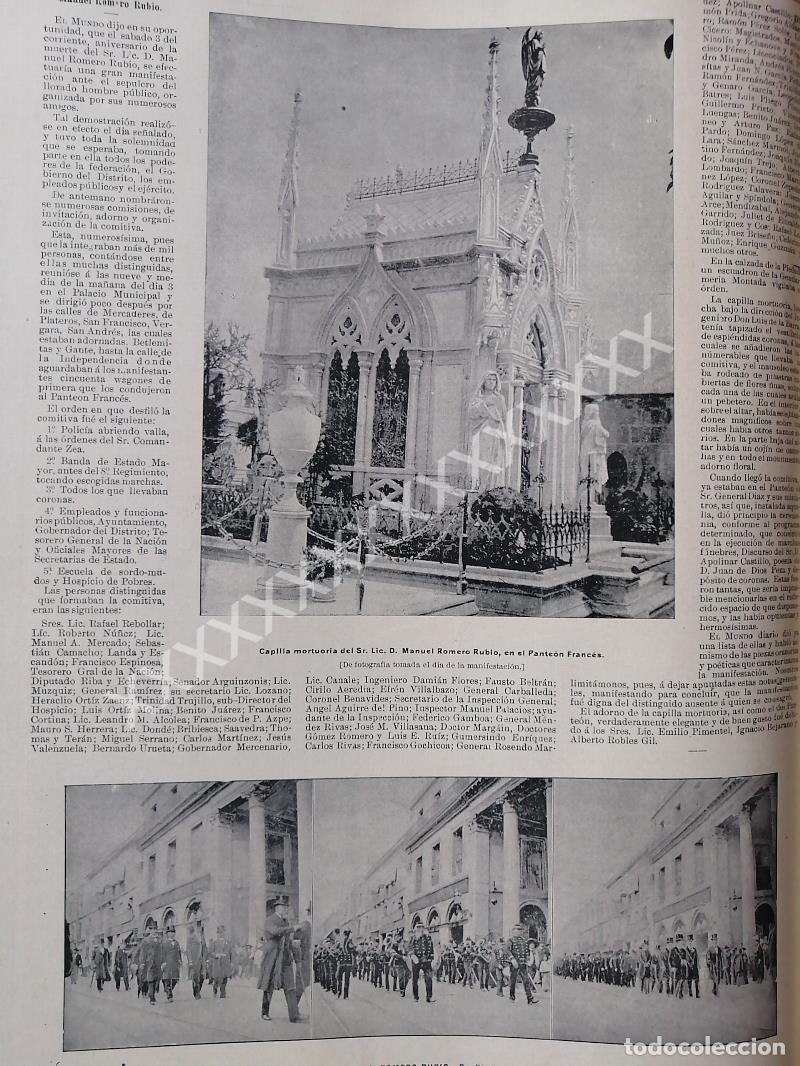Collectionnisme d'affiches: NOTA PRENSA ANTIGUA 1896. FUNERAL DE ROMERO RUBIO