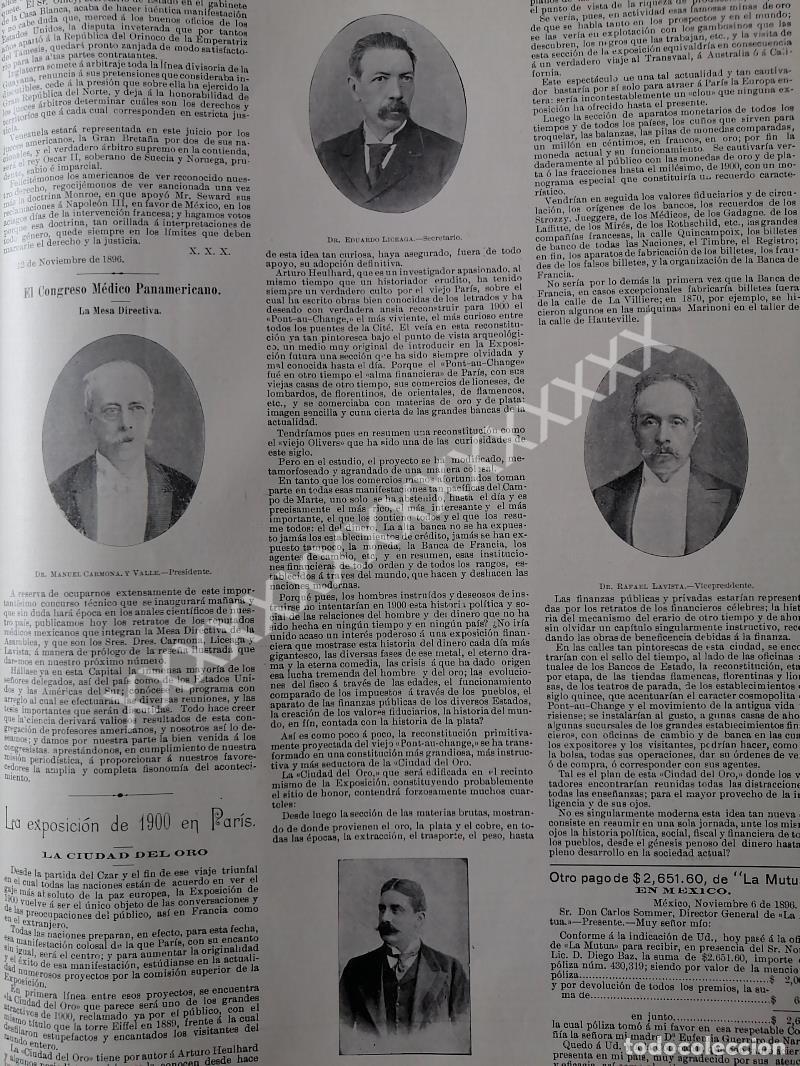 Collectionnisme d'affiches: NOTA ANTIGUA. CONGRESO MEDICO PANAMERICANO 1896