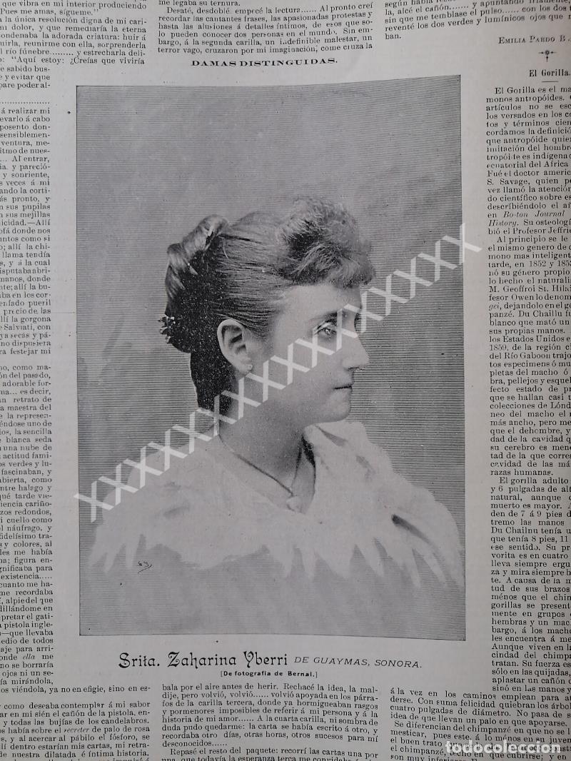 Collectionnisme d'affiches: NOTA DE PRENSA 1896 ZAHARINA IBERRI, GUAYMAS SONORA.