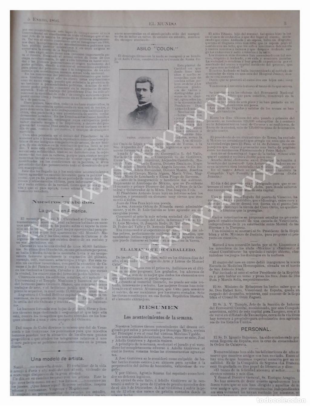 Collectionnisme d'affiches: NOTA DE PRENSA 1896 INAUGURAN EL ASILO COLON D.F