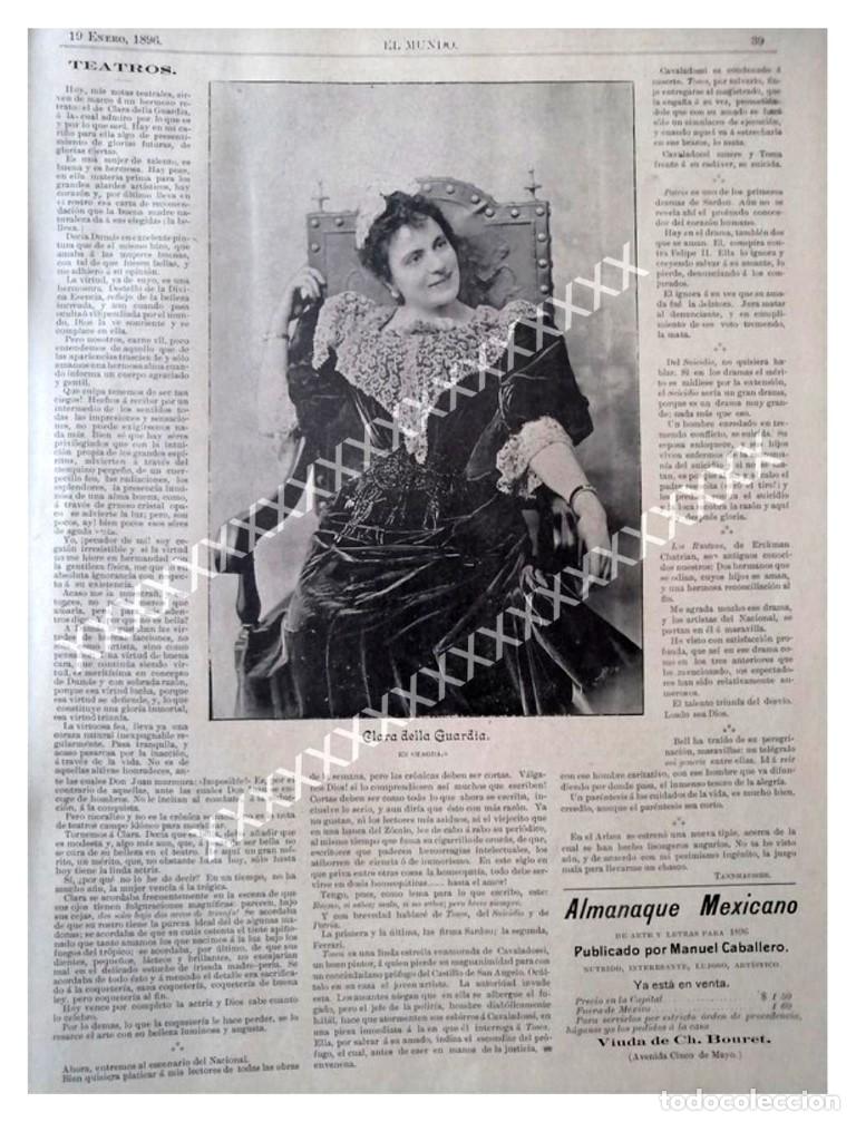 Collectionnisme d'affiches: NOTA DE PRENSA 1896 LA ACTRIZ CLARA DELLA GUARDIA