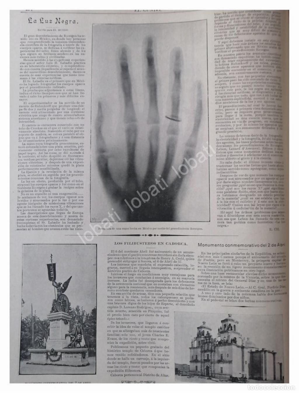 Collezionismo di affissi: NOTA PRENSA ANTIGUA. DESCUBREN RAYOS X 1896 Y MAS