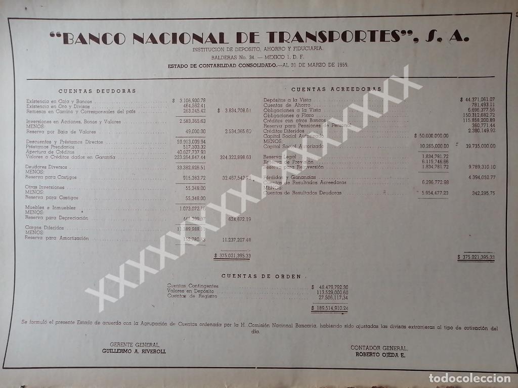 Collezionismo di affissi: CARTEL ANTIGUO BANCO NACIONAL DE TRANSPORTES 1959