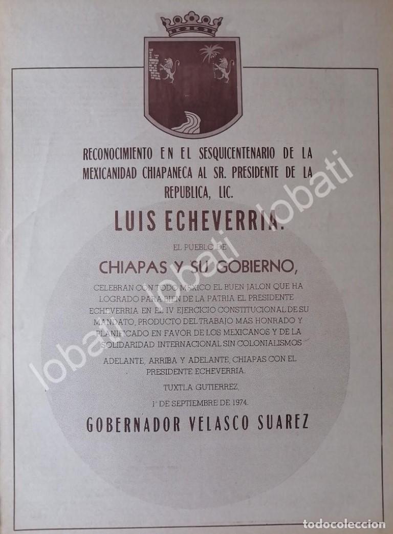 Collezionismo di affissi: AFICHE POLITICO RETRO. CHIAPAS FELICITA A LUIS ECHEVERRIA 1974