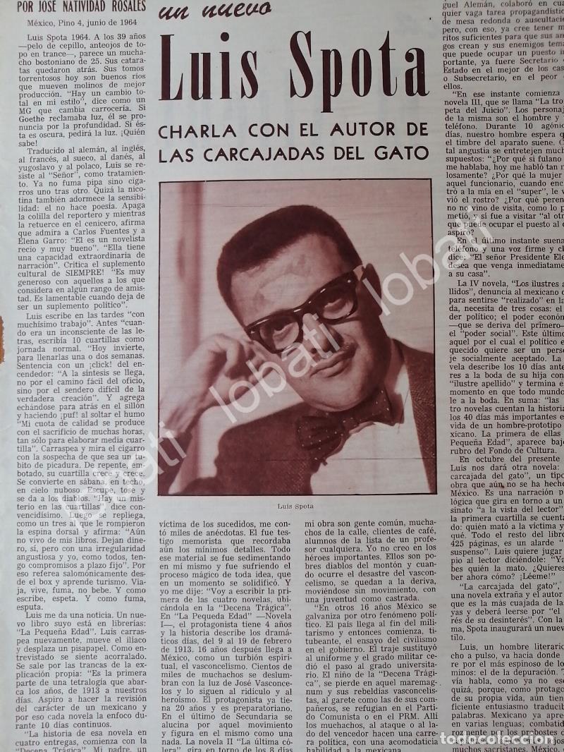 Collezionismo di affissi: AFICHE RETRO. ENTREVISTA. LUIS SPOTA 1964 /JOSE NATIVIDAD ROSALES