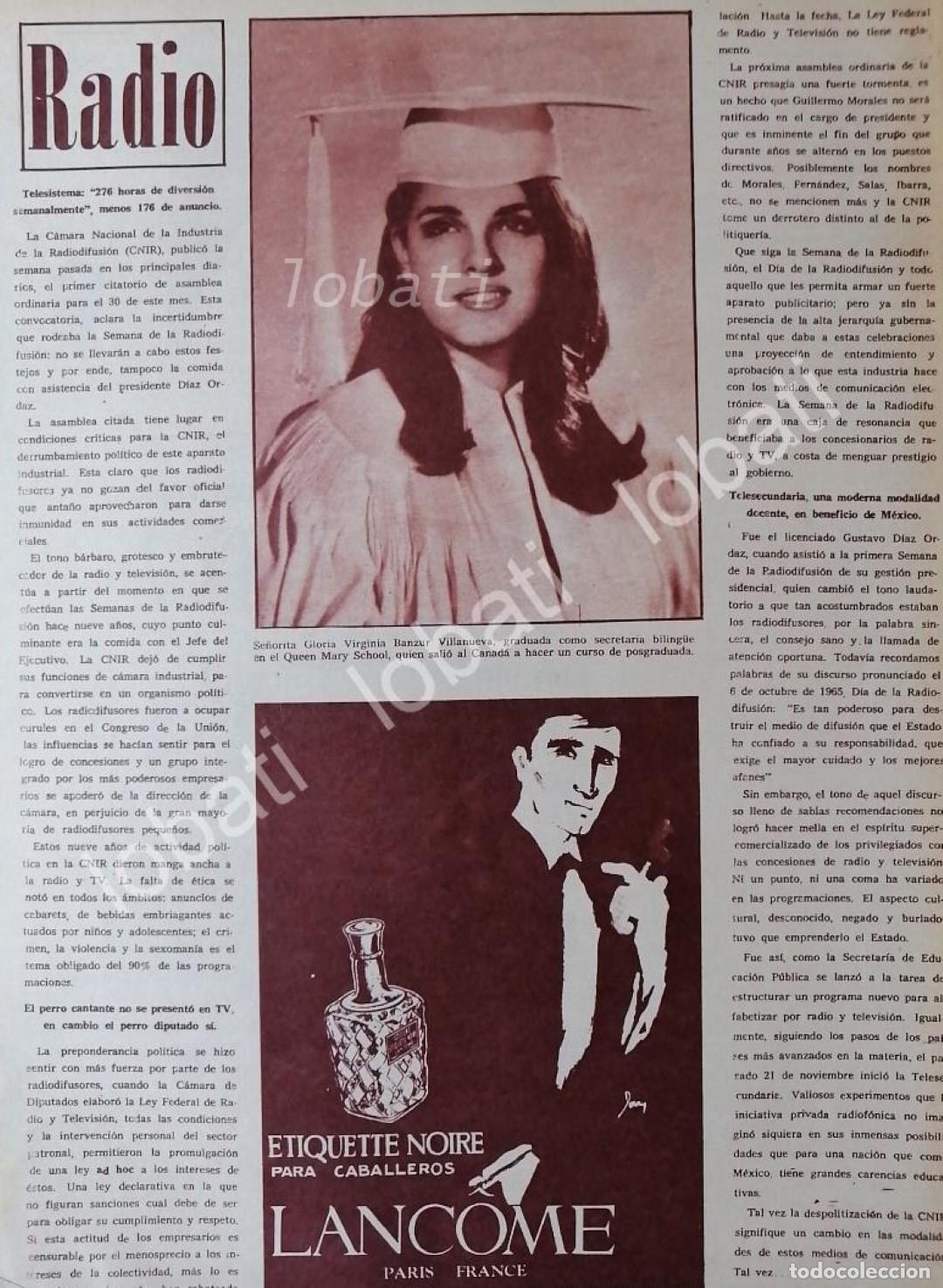 Poster collecting: NOTA DE PRENSA ANTIGUA . GLORIA BENZUR VILLANUEVA 1969