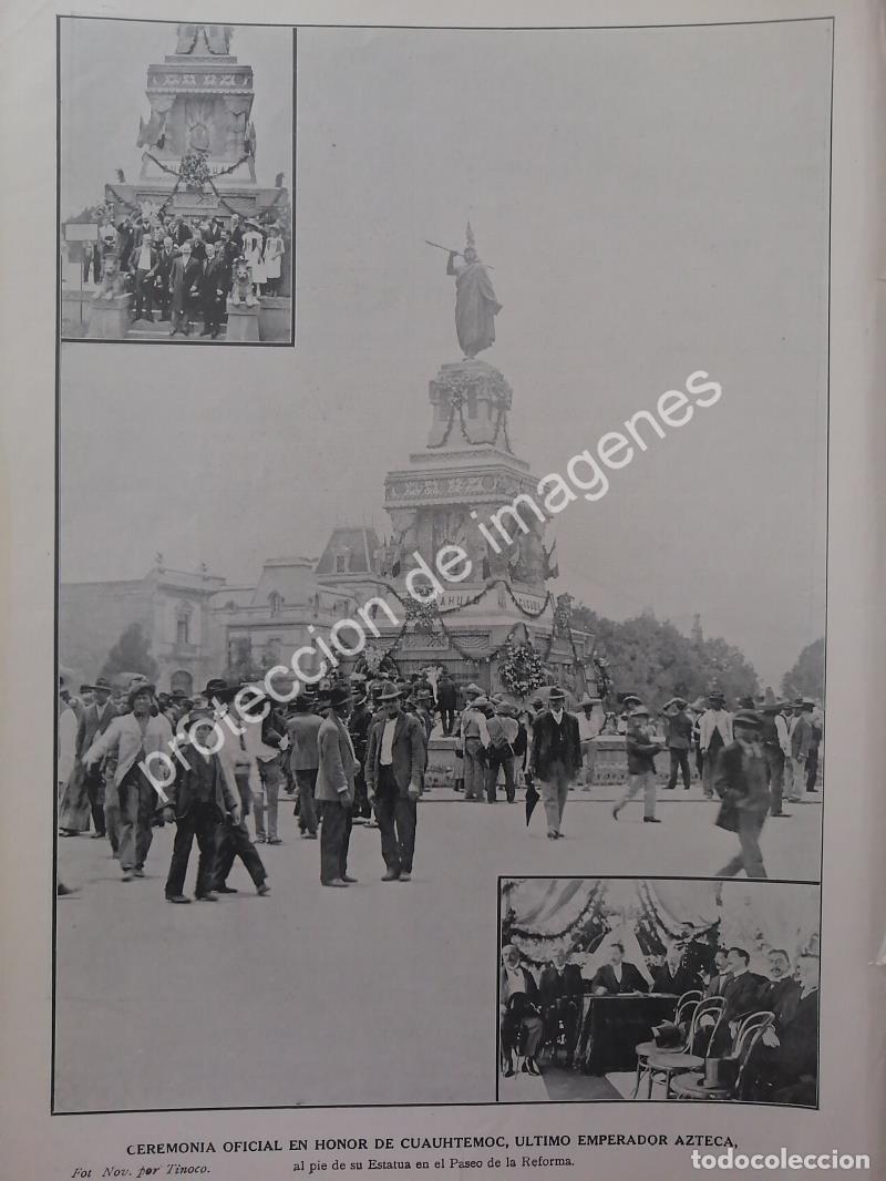 Collectionnisme d'affiches: AFICHE ANTIGUO 1912 ESTATUA DE CUAUHTEMOC P.R