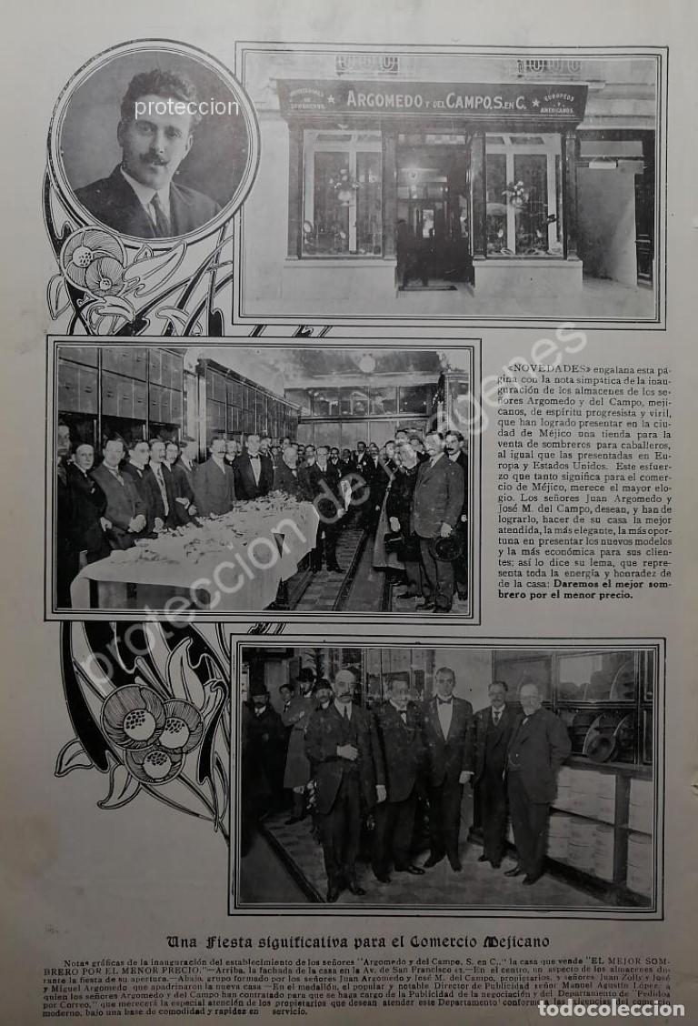 Collectionnisme d'affiches: CARTEL ANTIGUO TIENDA DE SOMBREROS ARGOMEDO Y DEL CAMPO 1912
