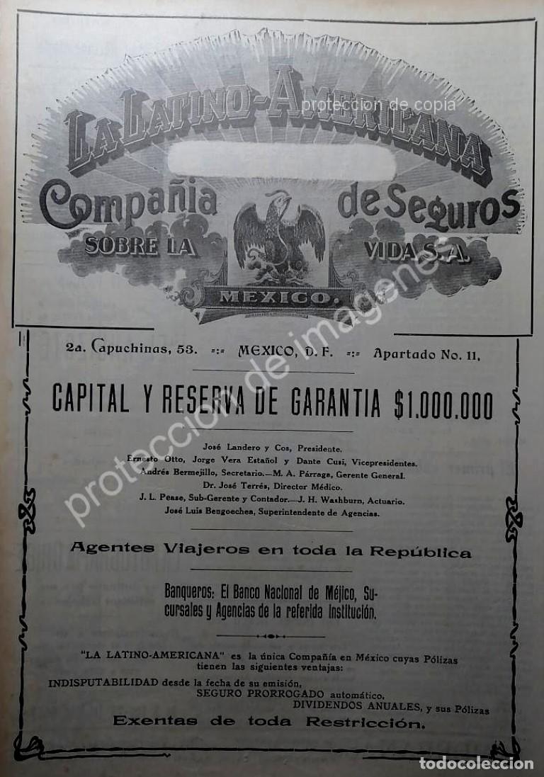 Collectionnisme d'affiches: CARTEL ANTIGUO ASEGURADORA LA LATINO AMERICANA 1912 /836