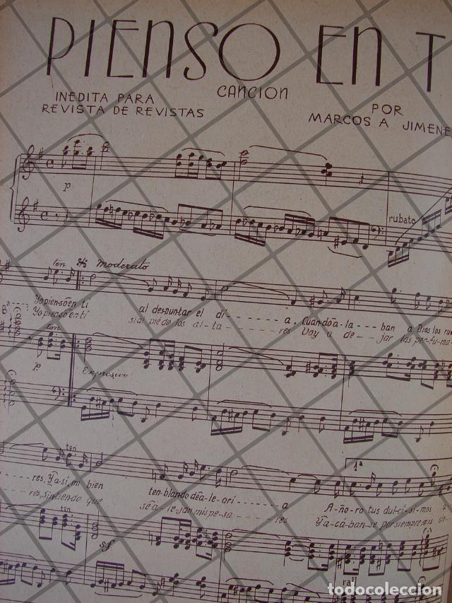 Collectionnisme d'affiches: PARTITURA ANTIGUA INEDITA 1939 DE MARCOS A. JIMENEZ SOTELO /PIENSO EN TI
