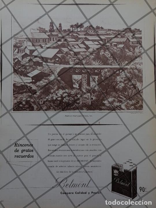 Poster collecting: CARTEL ANTIGUO CIGARROS BELMONT. DIBUJO. ALBERTO BELTRAN, PUENTE DE HUATUSQUITO. VER