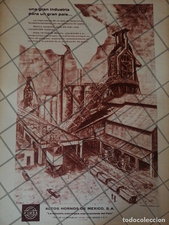 Collectionnisme d'affiches: AFICHE RETRO ORIGINAL. ALTOS HORNOS DE MEXICO, DIBUJO DE A. GANDARA 1963