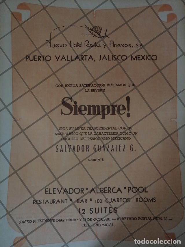Collectionnisme d'affiches: CARTEL RETRO ORIGINAL, HOTEL NUEVA ROSITA, P. VALLARTA 1973