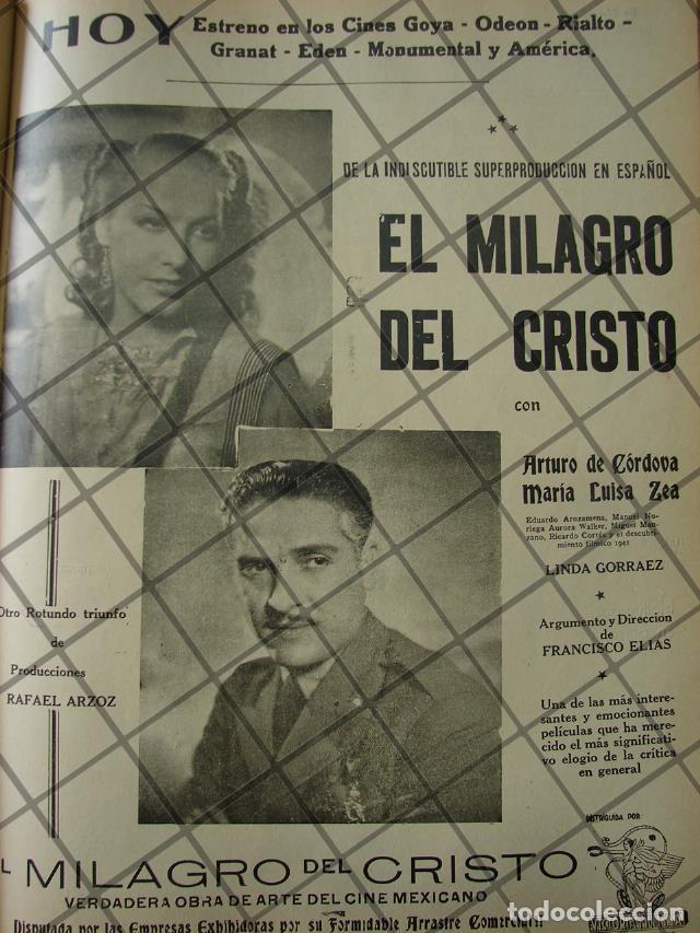 Collectionnisme d'affiches: CARTEL ANTIGUO ORIGINAL PELICULA. EL MILAGRO DEL CRISTO 1941 /142