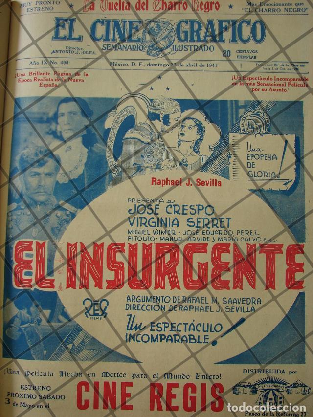 Sammeln von Plakaten: CARTEL ANTIGUO ORIGINAL ESTRENAN PELICULA. EL INSURGENTE 1941 /152