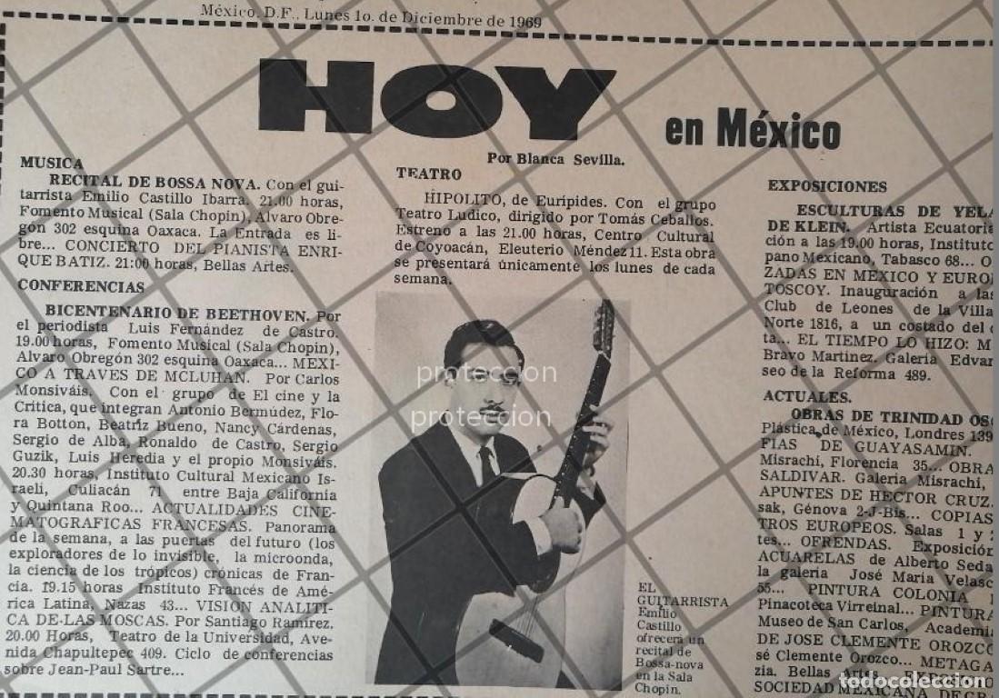 Sammeln von Plakaten: AFICHE ANTIGUO ORIGINAL. EL GUITARRISTA EMILIO CASTILLO 1969