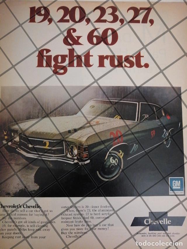 Poster collecting: AFICHE RETRO ORIGINAL AUTOS CHEVROLET CHEVELLE 1970/1009