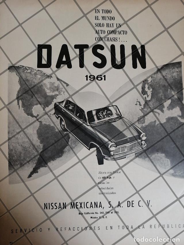 Poster collecting: AFICHE RETRO ORIGINAL AUTOS NISSAN DATSUN EL PRIMERO EN MEXICO 1961