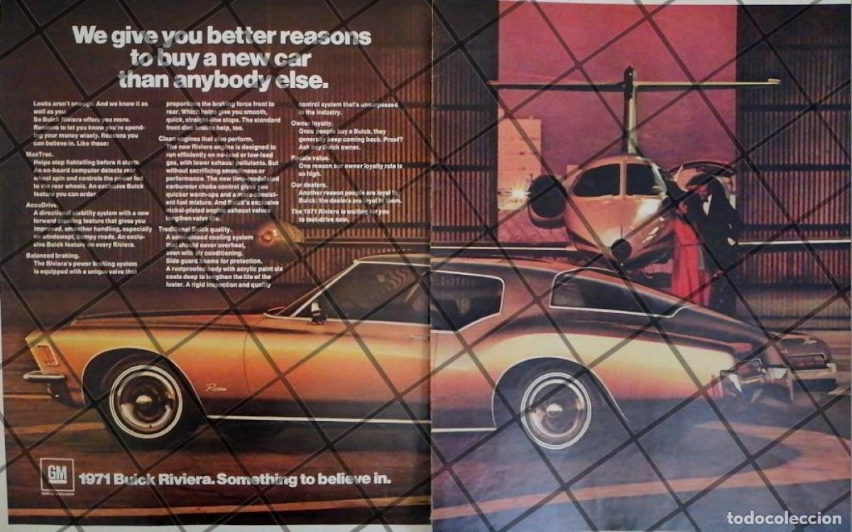 Poster collecting: AFICHE RETRO ORIGINAL AUTOS BUICK RIVIERA 1971 -1041