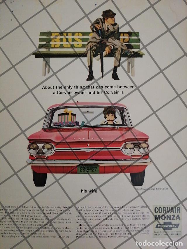 Poster collecting: AFICHE RETRO ORIGINAL AUTOS CHEVROLET CORVAIR MONZA 1964-1046