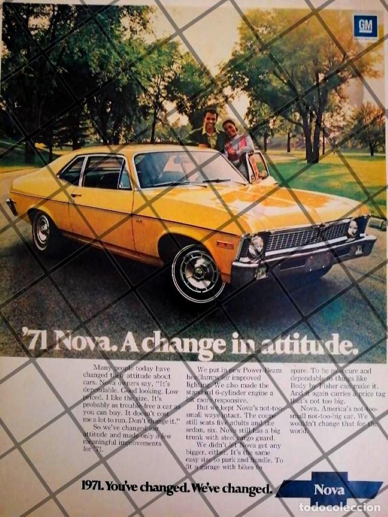 Poster collecting: AFICHE RETRO ORIGINAL AUTOS CHEVROLET CHEVY NOVA 1971 -1055