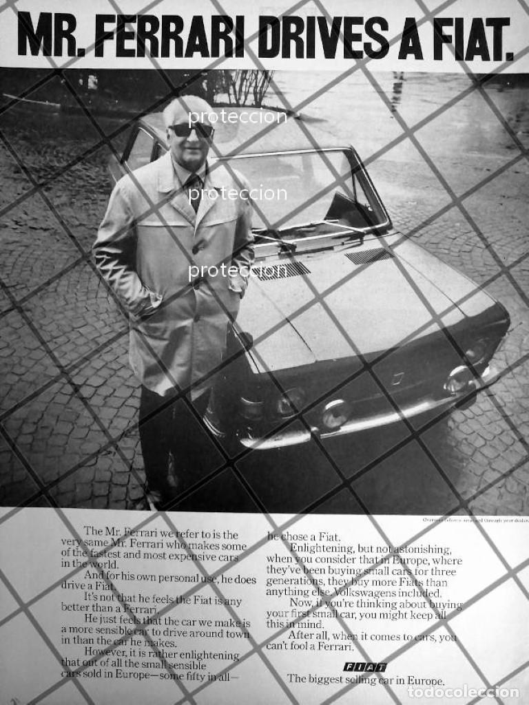 Poster collecting: RARISIMO CARTEL RETRO ENZO FERRARI Y AUTOS FIAT 1971