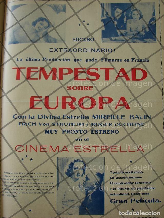 Poster collecting: CARTEL ANTIGUO PELICULA. MANACES /TEMPESTAD SOBRE AUROPA 1941 /RARO
