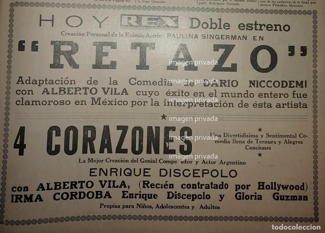 Poster collecting: CARTEL ANTIGUO. FUNCIONES DEL CINE REX 1941