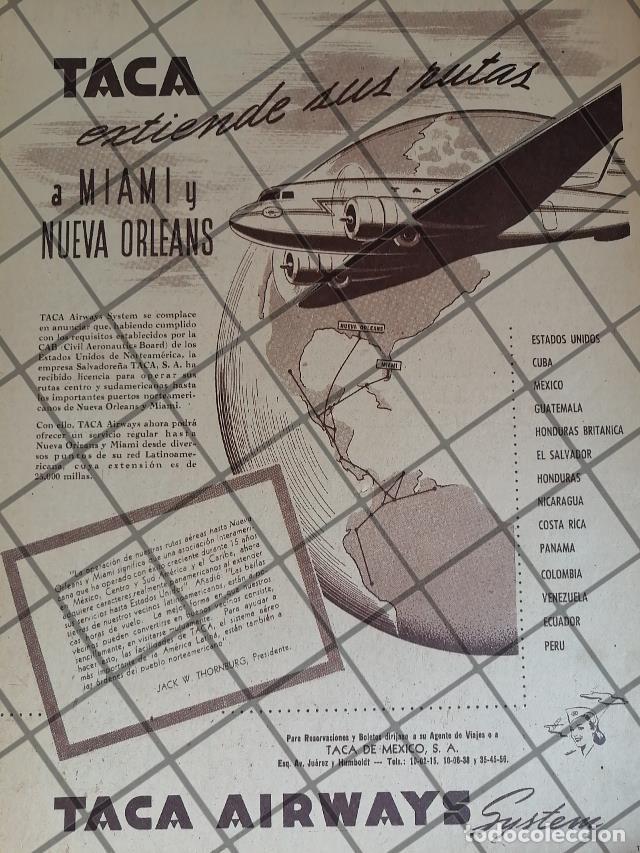 Poster collecting: CARTEL ANTIGUO ORIGINAL AEROLINEAS TACA 1947 (AVIANCA) /991