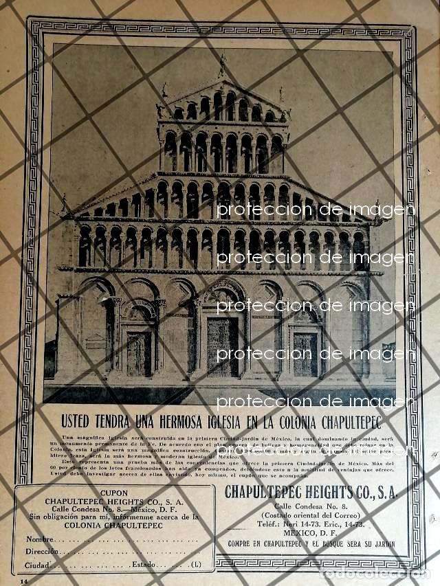 Poster collecting: CARTEL ANTIGUO LOMAS DE CHAPULTEPEC Y NUEVA IGLESIA 1920s
