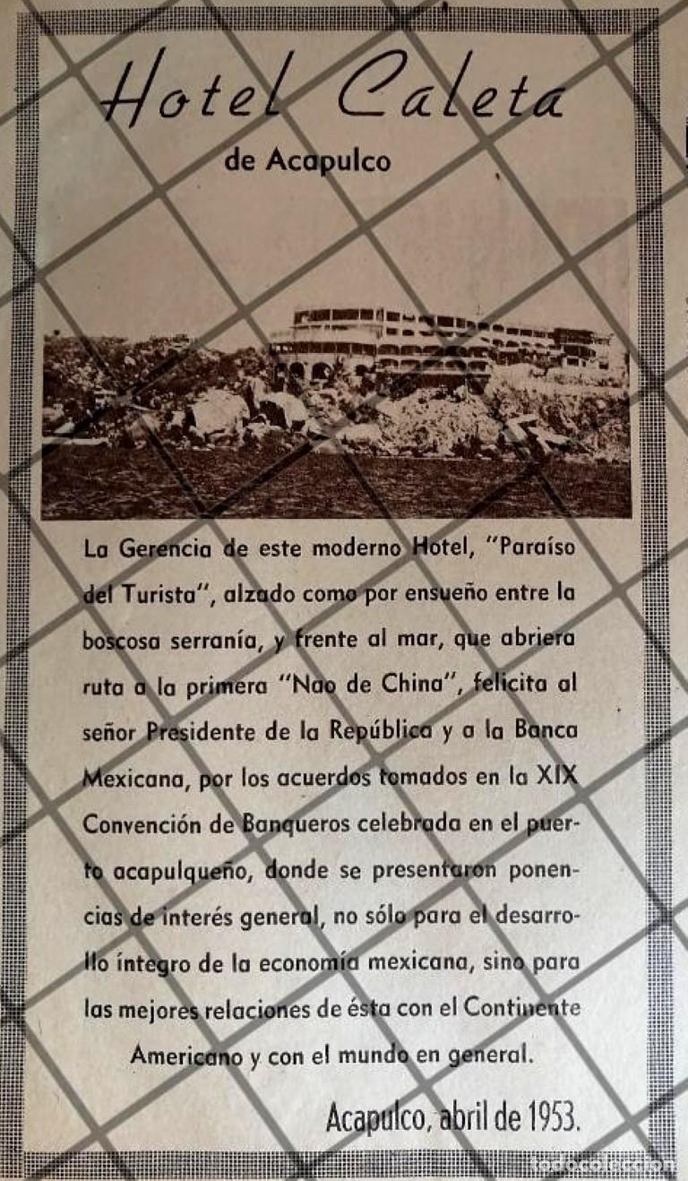 Poster collecting: CARTEL ANTIGUO HOTEL CALETA DE ACAPULCO 1953
