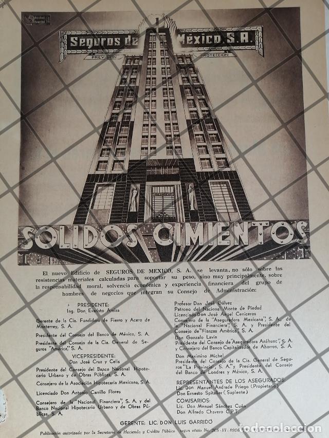 Poster collecting: CARTEL ANTIGUO SEGUROS DE MEXICO S.A 1943 LUIS GARRIDO