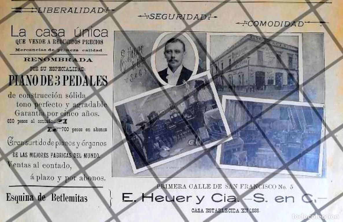Poster collecting: CARTEL ANTIGUO ORIGINAL PIANOS HEUER Y CIA. 1895