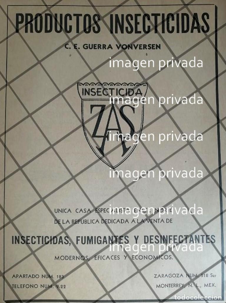 Sammeln von Plakaten: AFICHE PUBLICIDAD RETRO INSECTICIDA ZAS 1941 MONTERREY