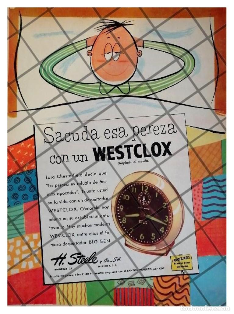 Colecionismo de cartazes: CARTEL PUBLICIDAD RETRO RELOJ DESPERTADOR WESTCLOX 1952 619