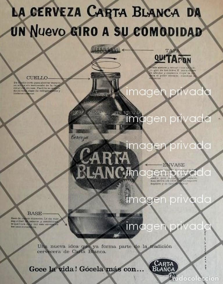 Colecionismo de cartazes: CARTEL VINTAGE DEBUT DE CERVEZA CARTA BLANCA QUITAPON 1966