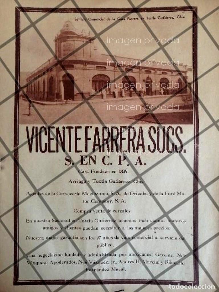 Collezionismo di affissi: CARTEL PUBLICITARIO CASA VICENTE FERRARA S.A TUXTLA. CHIAPAS 1939