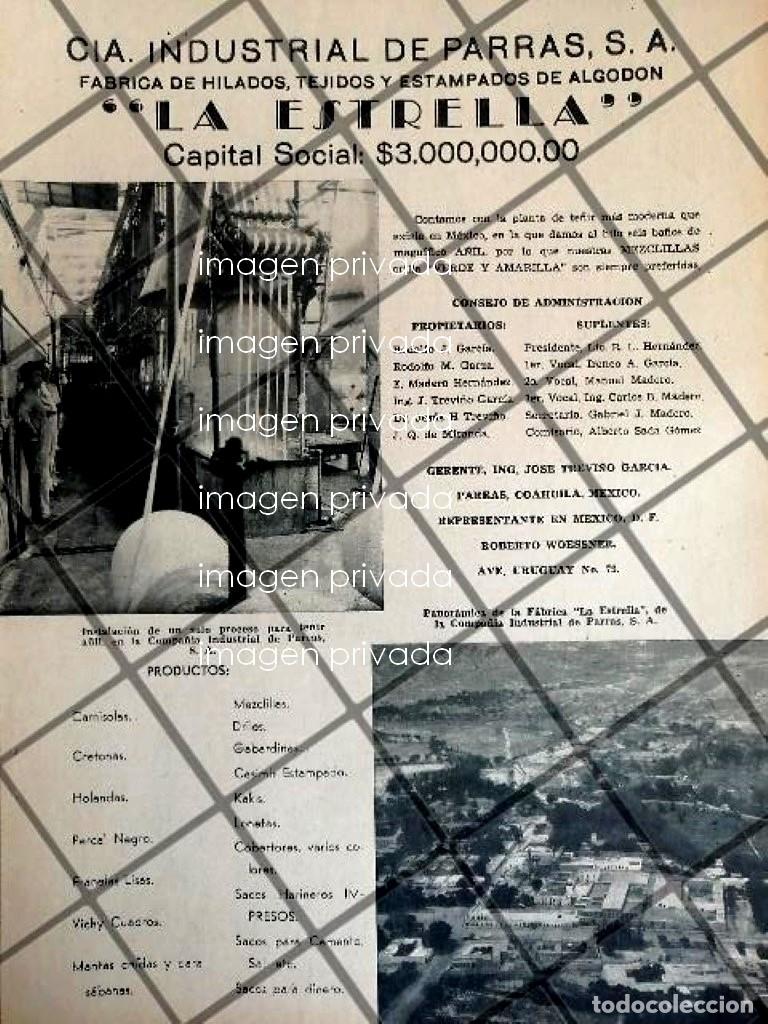 Collezionismo di affissi: CARTEL RETRO FABRICA DE HILADOS LA ESTRELLA. PARRAS COAH. 1937