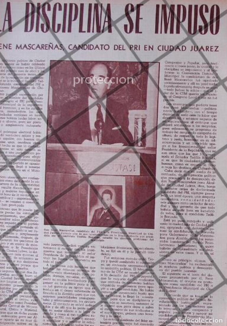 Collezionismo di affissi: AFICHE ANTIGUO CANDIDATO RENE MASCARE&Ntilde;AS 1956 CD. JUAREZ