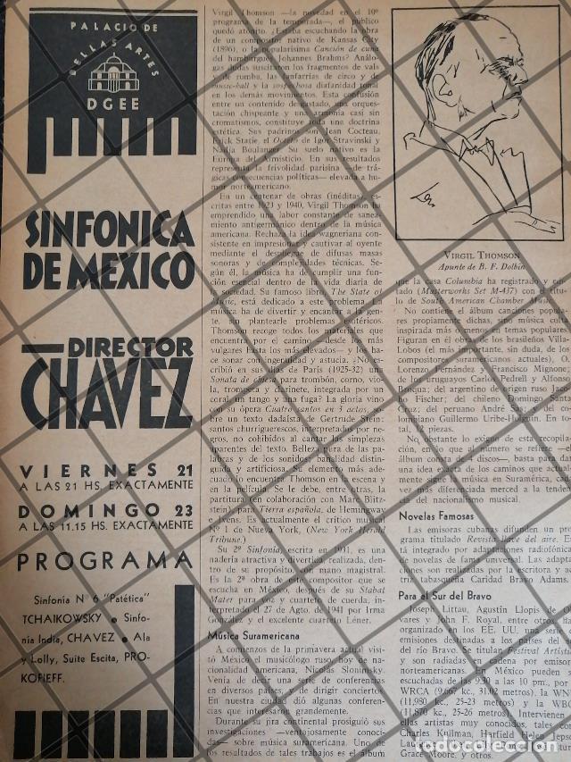 Sammeln von Plakaten: AFICHE RETRO ORQUESTA SINFONICA /VIRGIL THOMSON EN MEXICO 1942