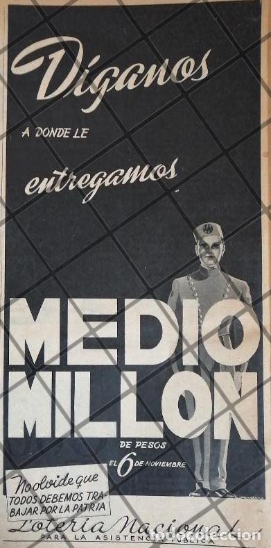 Poster collecting: AFICHE RETRO. LOTERIA NACIONAL 1944 DIBUJO LOPEZ GUERRERO /196