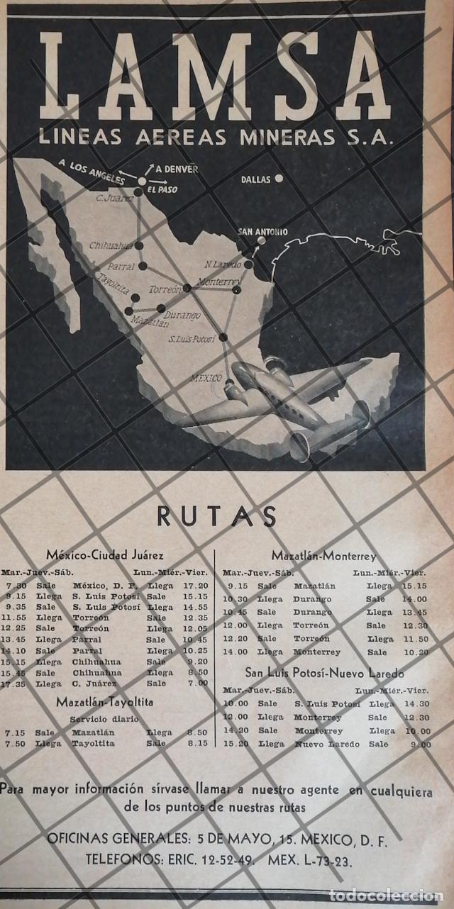 Poster collecting: CARTEL ANIGUO AEROLINEAS. LINEAS AEREAS MINERAS- LAMSA
