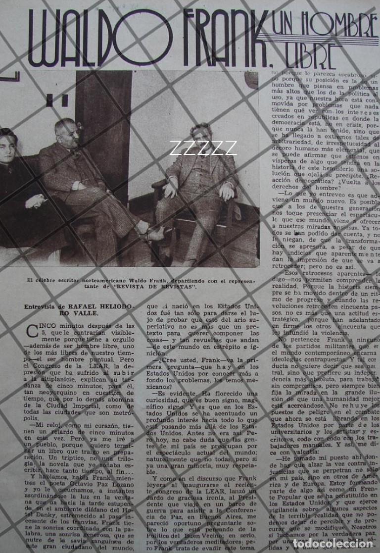 Coleccionismo de carteles: AFICHE ANTIGUO ENTREVISTA A WALDO FRANK 1937
