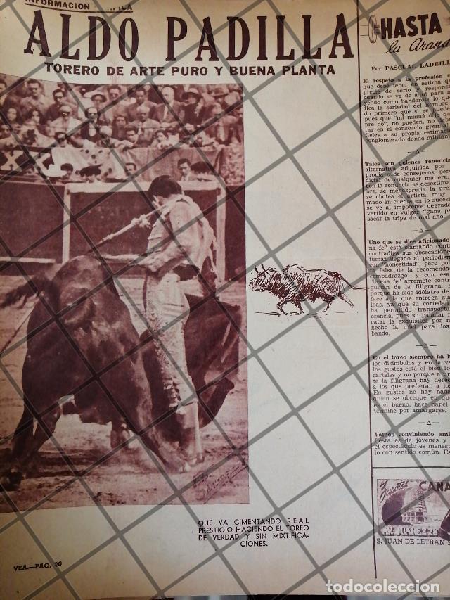 Coleccionismo de carteles: AFICHE ANTIGUO TORERO ALDO PADILLA 1954