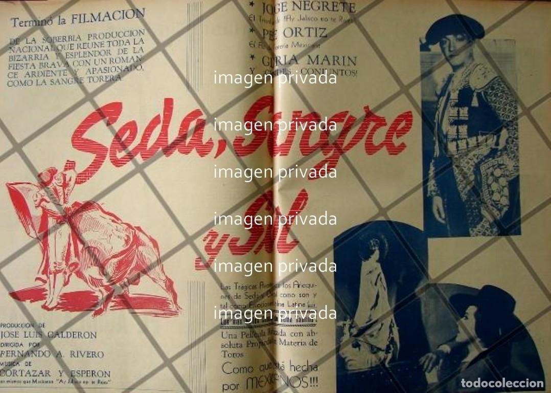 Collectionnisme d'affiches: CARTEL RETRO PELICULA SEDA. SANGRE Y SOL JORGE NEGRETE 1941