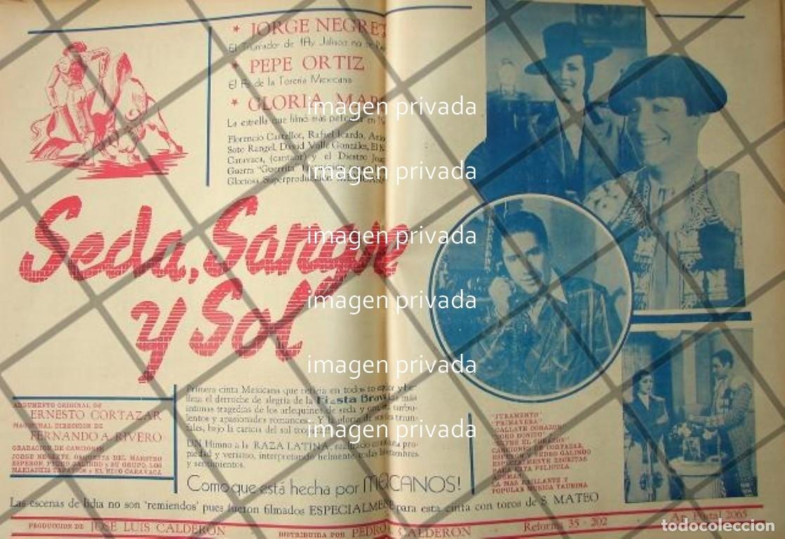 Collectionnisme d'affiches: CARTEL RETRO PELICULA SEDA. SANGRE Y SOL JORGE NEGRETE